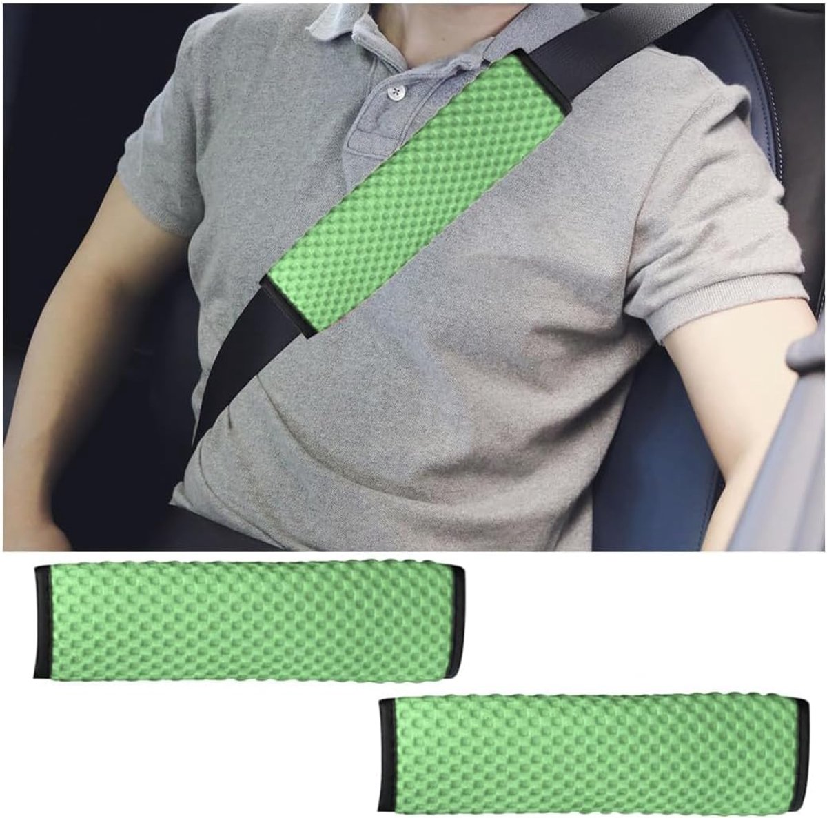 2 stuks autogordelhoezen, mesh universele veiligheidsgordelbeschermer, ademende autogordelpads, hoes, harnas kussen voor comfortabel rijden, auto-accessoires (groen)
