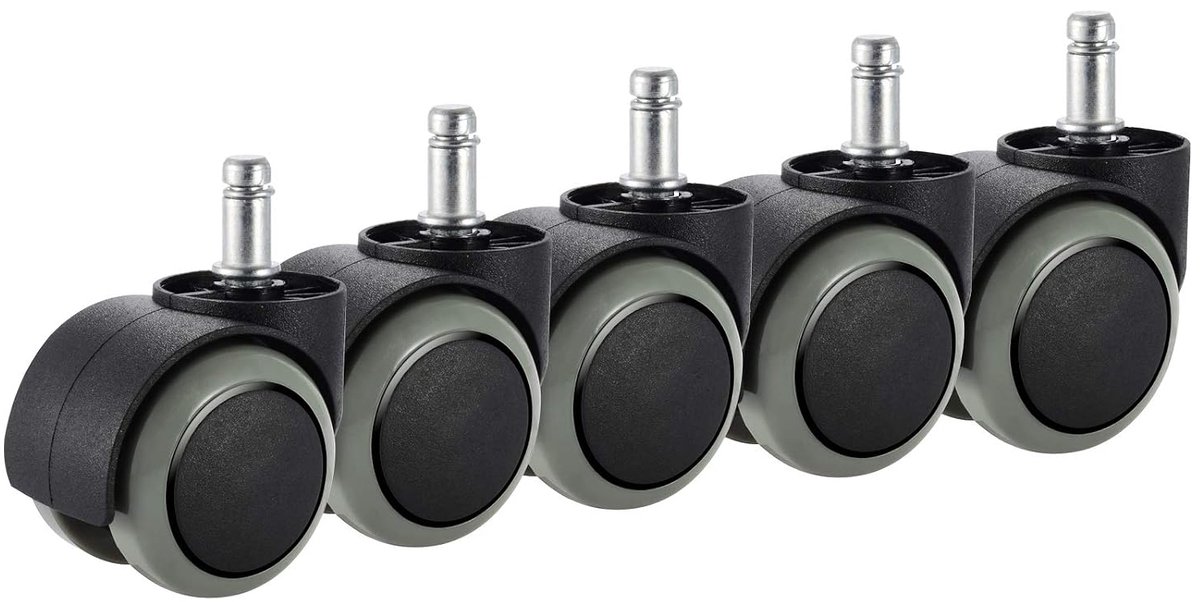 Caster wielen, PChero 5 Packs Meubelwielen, Fit IKEA Stoel ALLEEN (steel Diameter: 10 mm, steel lengte: 22 mm) - Heavy Duty 300 lbs