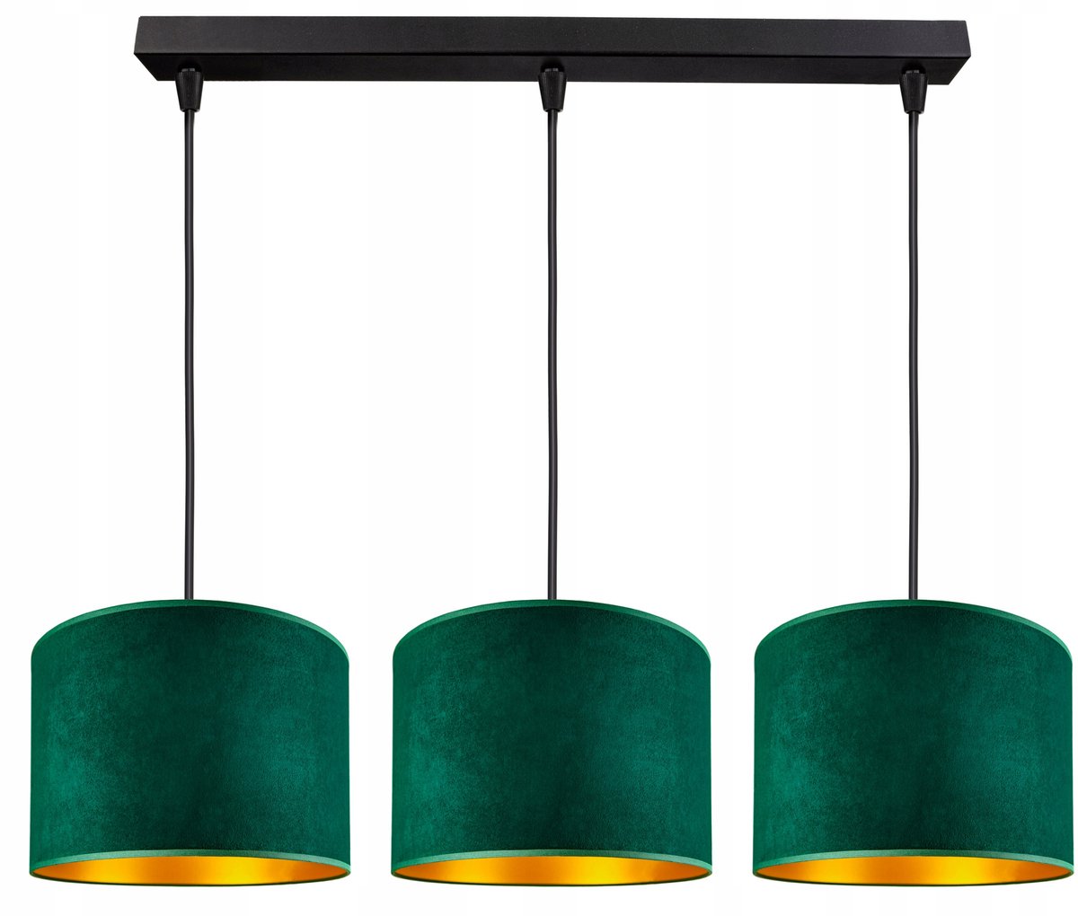 Luxe Plafondlamp met Velours Kap - Groen & Goud - E27