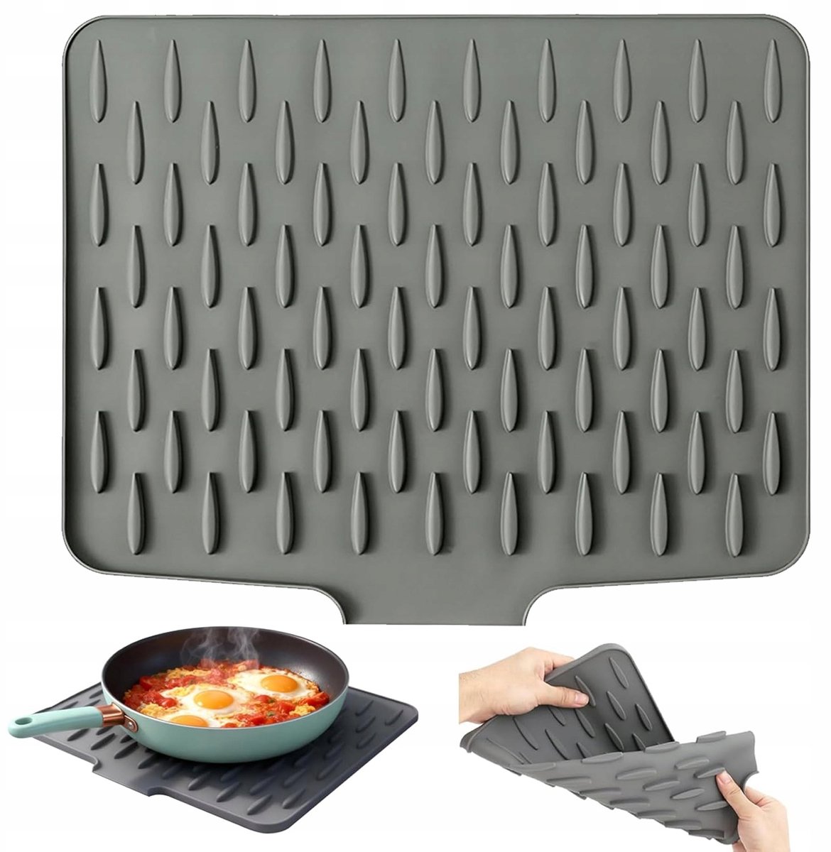 Siliconen Afdruipmat Keuken - Antislip & Waterafvoer - Grijs