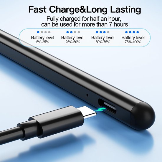 Capacitieve stylus, 2-in-1 styluspen, touchscreen, 1,45 mm, hoge precisie, universele capacitieve stylus, compatibel met smartphones, tablets, Apple iPhone/iPad, zwart — afbeelding 3