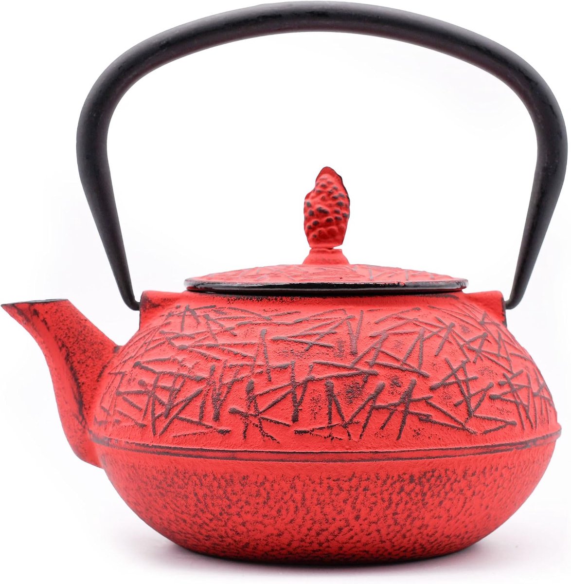 Minded Traditionele Japanse gietijzeren Tetsubin theepot met touw-handvat, roestvrij stalen gaas losbladige filter voor groene en zwarte thee, koffie en infusies 800ml dennenpatroon
