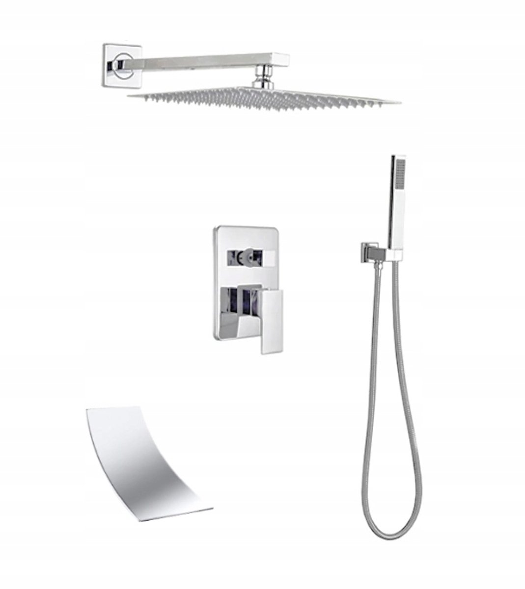 Onderbouw Doucheset Waterval Chroom met Regen- en Handdouche
