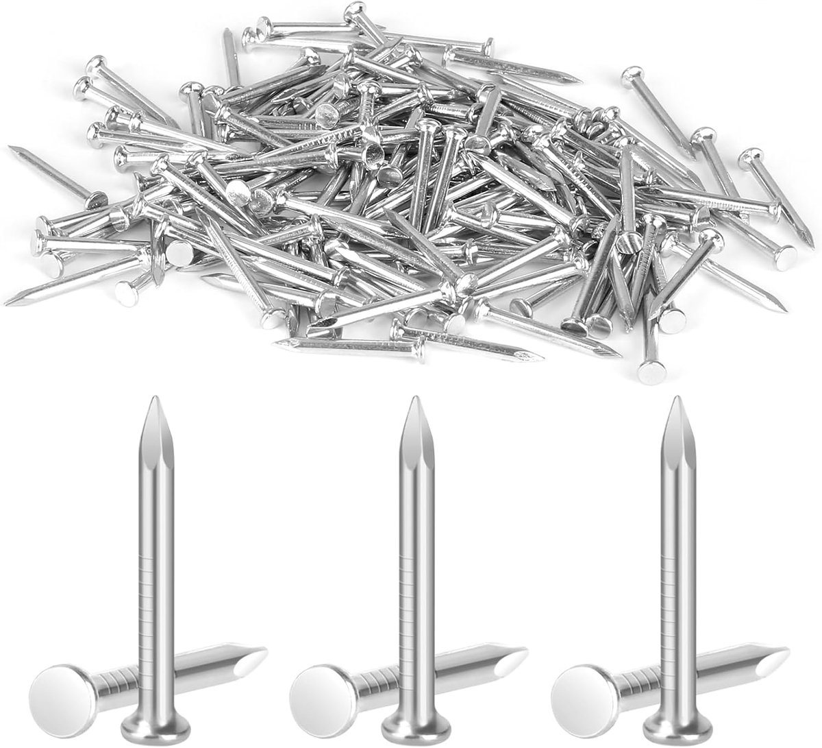 300 Stuks Spijkers - 20 mm Stalen Spijkers - Beton - Kleine Spijkers voor Betonmuren - Verzilverd Zink - Betonnagels - Houtbewerking - Baksteen voor Muren - Hout - Meubels
