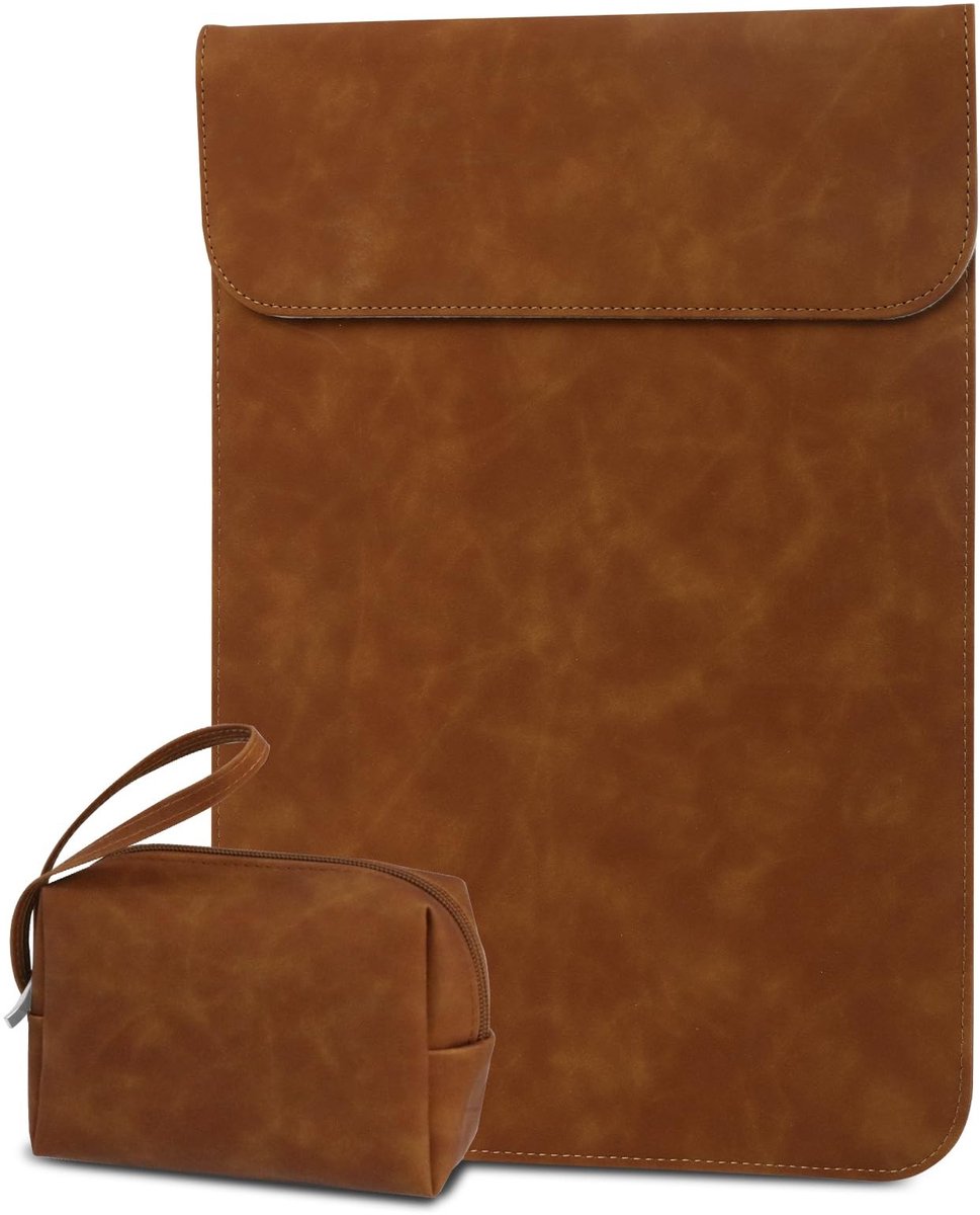 SolidKeus - Laptop Sleeve 13.3-14 Inch met Accessoirevak, Bruin