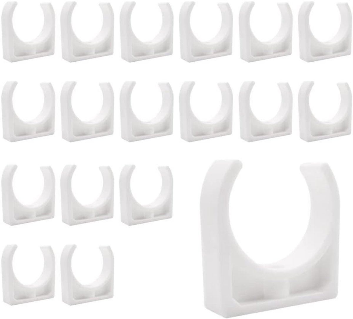 18 Stuks Witte PPR Slangklemmen voor Bevestigen van Buizen | U-vormig Ontwerp, Antislip Groeven, 47x46x13mm, Binnen Diameter: 40mm, Geschikt voor Diverse Soorten Leidingen