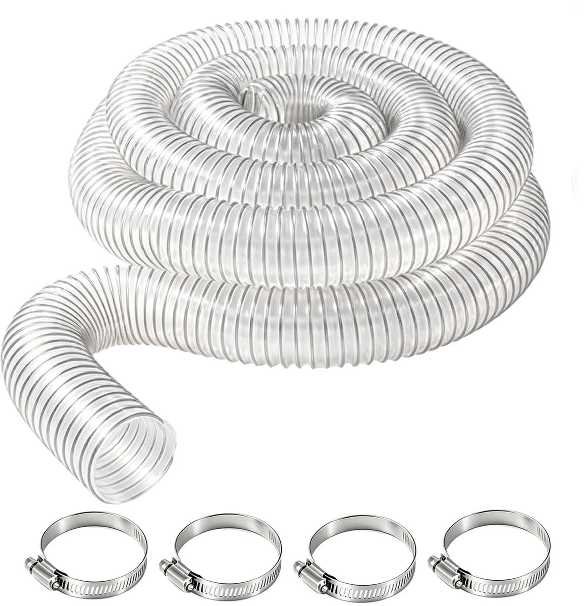SolidKeus - Transparante PVC Afvoerslang van 3 m met Klemmen