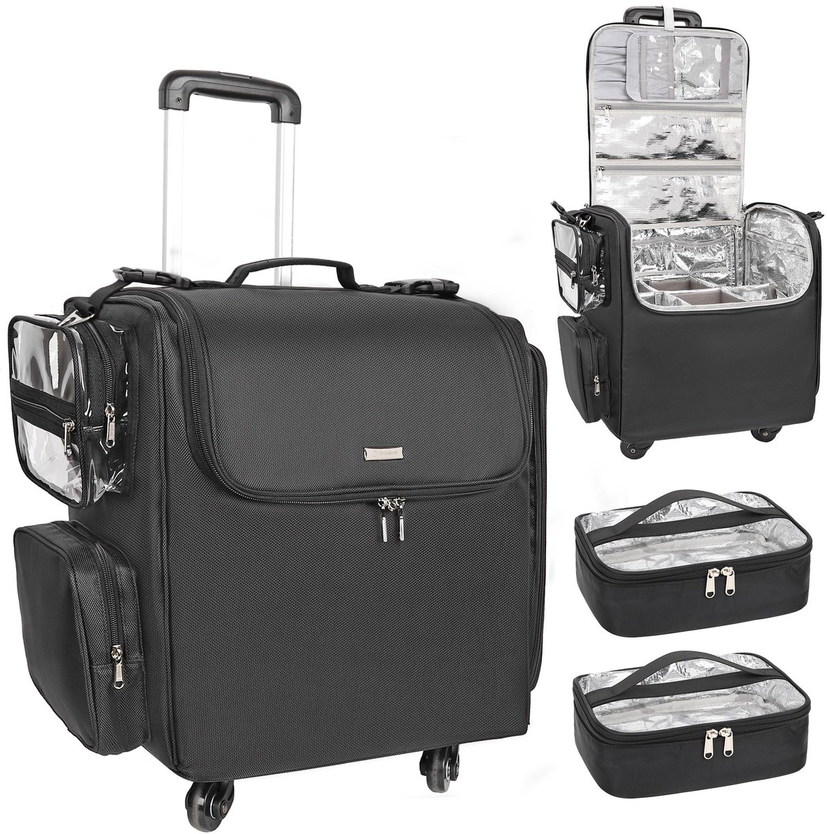 SolidKeus - Professionele Make-up Tas met Borstelhouder, Zwart