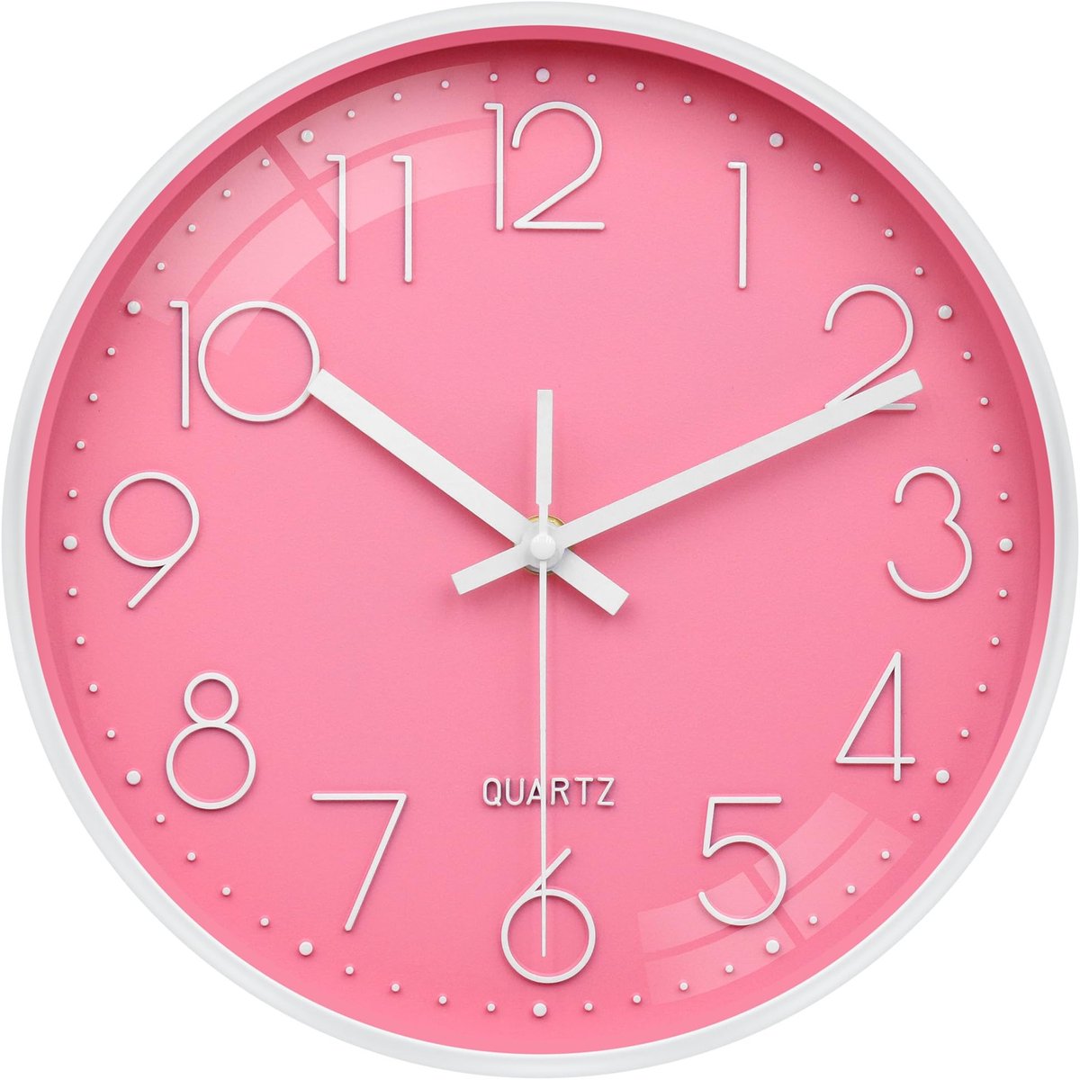 SolidKeus - Roze Wandklok 25cm zonder Tikken voor Kinderen en Thuis