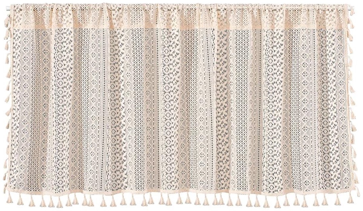 SolidKeus - Vintage Boho Korte Gordijn met Kwastjes