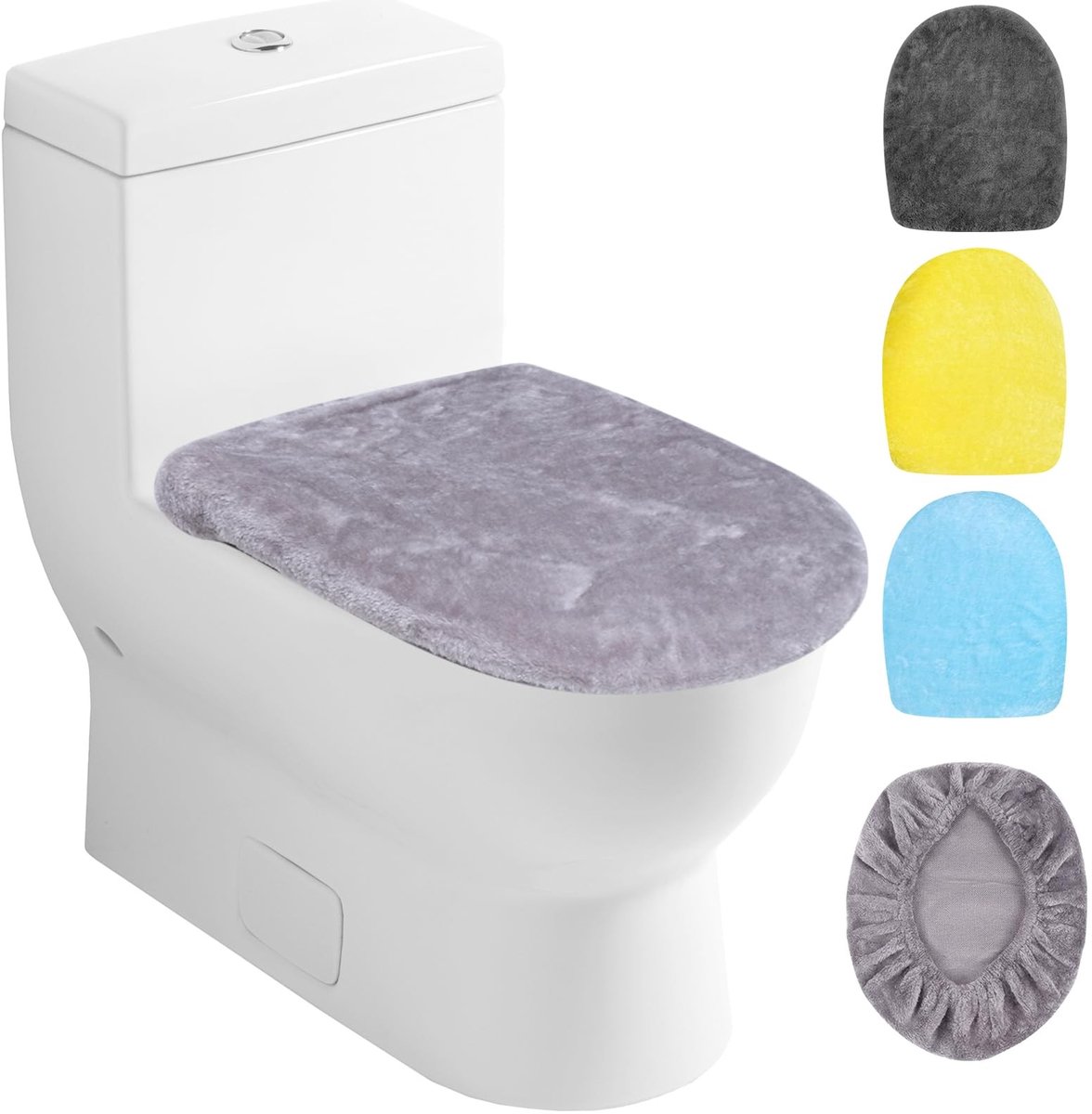 SolidKeus - Set van 4 Zachte Toiletdekselhoezen voor Badkamer