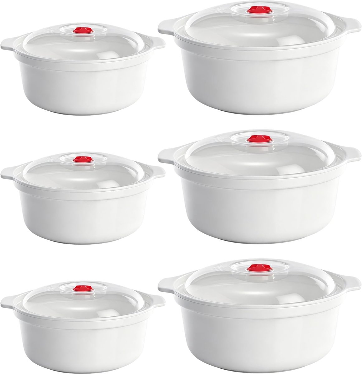 SolidKeus - Set van 6 Magnetron Bakjes met Deksel, BPA-vrij