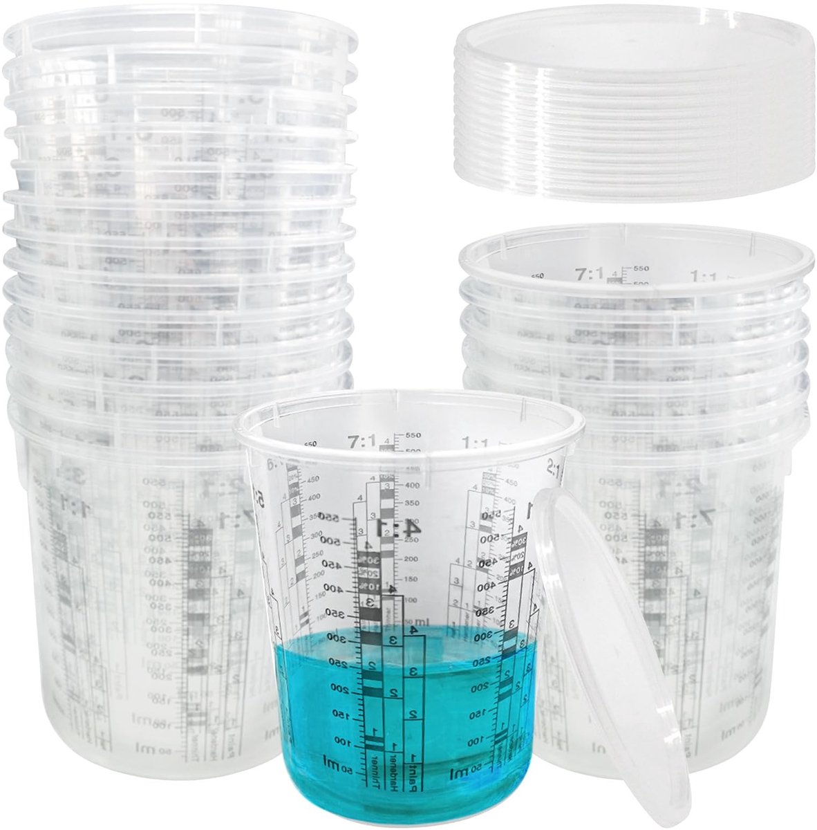 SolidKeus - Set van 20 Verfmengbekers 680 ml met Deksels
