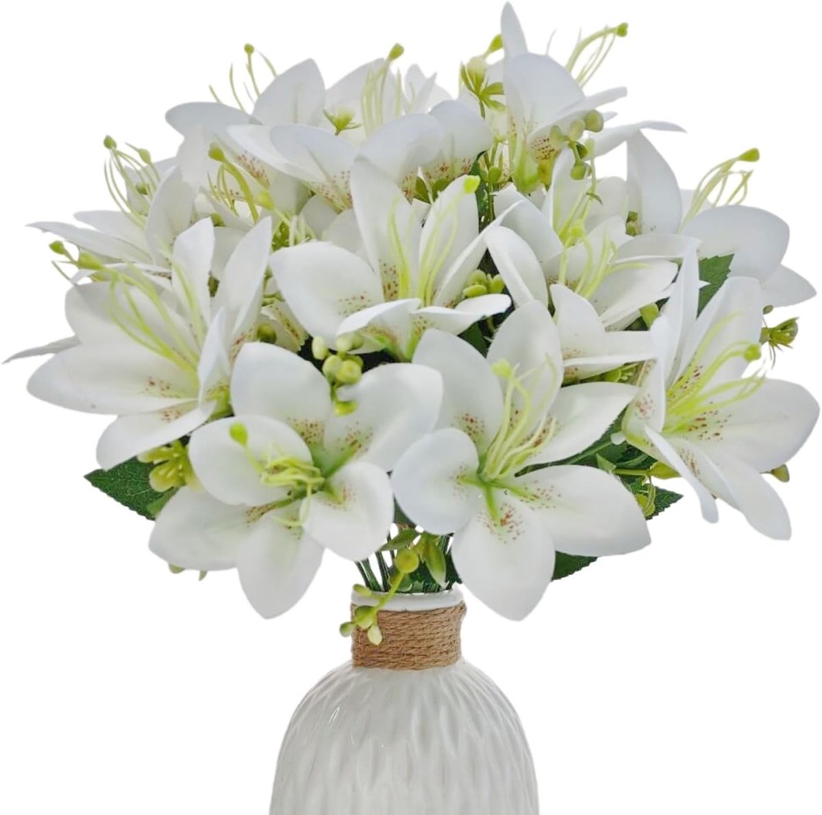 4 Bundels Kunstmatige Tijgerlelie Nepp bloemen voor Bruiloft, Thuisdecoratie en Feestarrangementen - Real Touch Witte Zijden Lelie Boeket