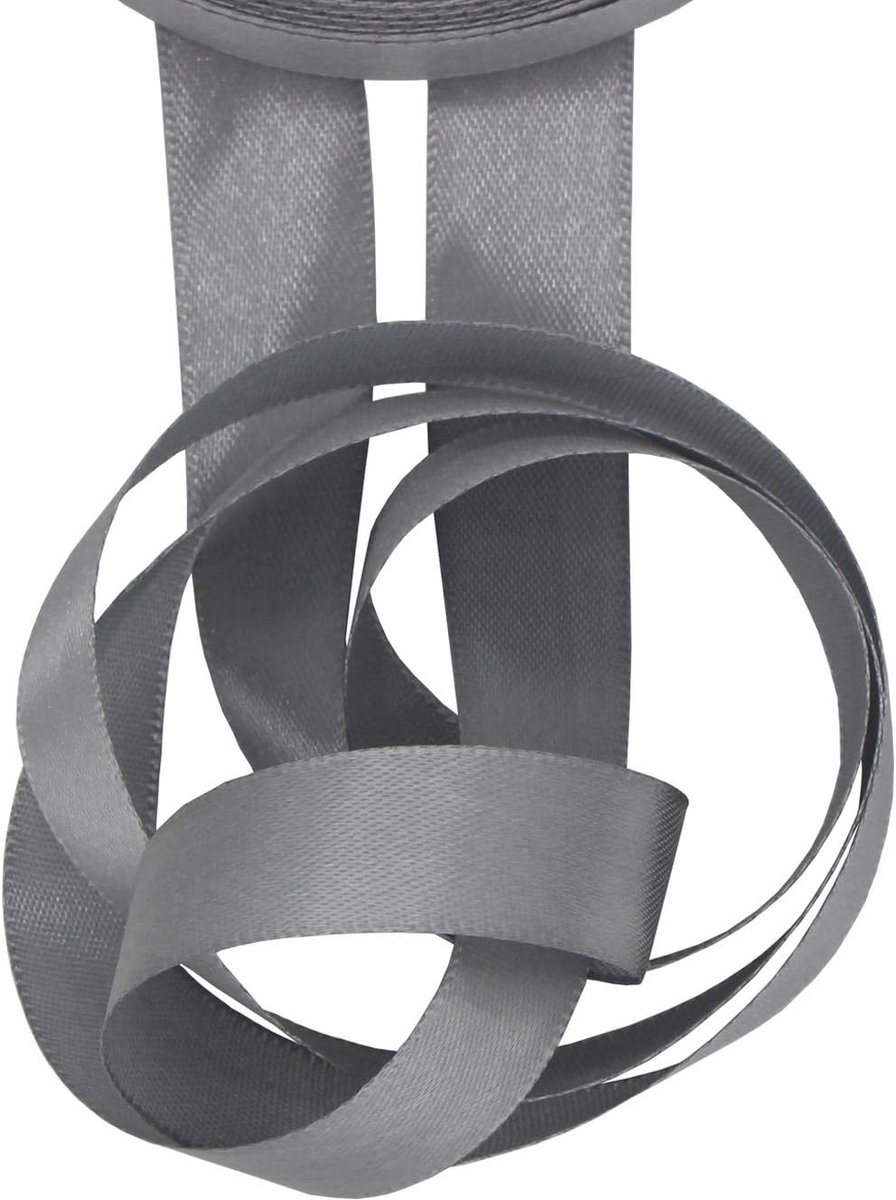 Aufodara 22 m satijnen lint, 20 mm breed, effen, decoratie voor verpakking, cadeau, knutselen, bogen, handwerk, accessoires voor bruiloftsfeesten (grijs - zilver, 20 mm x 22 m)