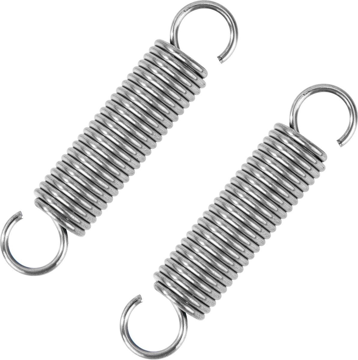 Trekveren met haak, roestvrij staal, trekveer, spanveer, 55 mm, buitendiameter 12 mm, draaddiameter 1,5 mm, maximale trekkracht 6,0 kg, 1,5 x 12 x 55 mm, 2 stuks