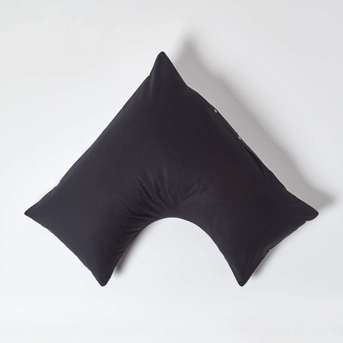 Zwarte puur Egyptische katoenen V-vorm kussensloop, 200 en 400 draadtelling percal equivalent kussensloop voor borstvoeding zwangerschap en ouderen pak van 4