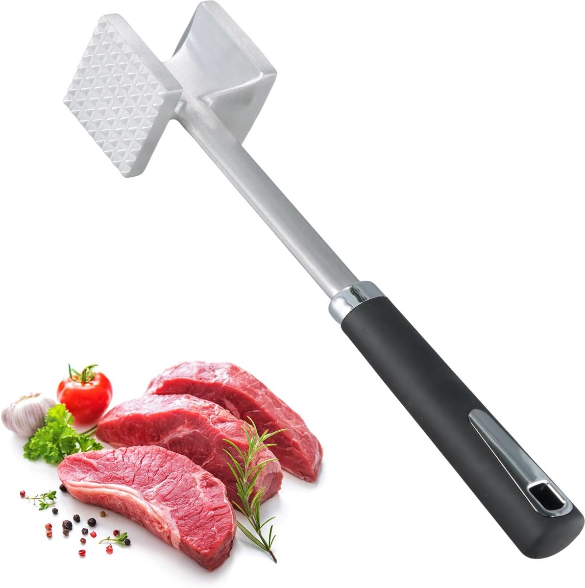 Vleeshamer, 27 cm, Dubbelzijdig, Vaatwasmachinebestendig, Met Antislip Handgreep, Voor Vlees, Kip, Koteletten, Steaks, Varken
