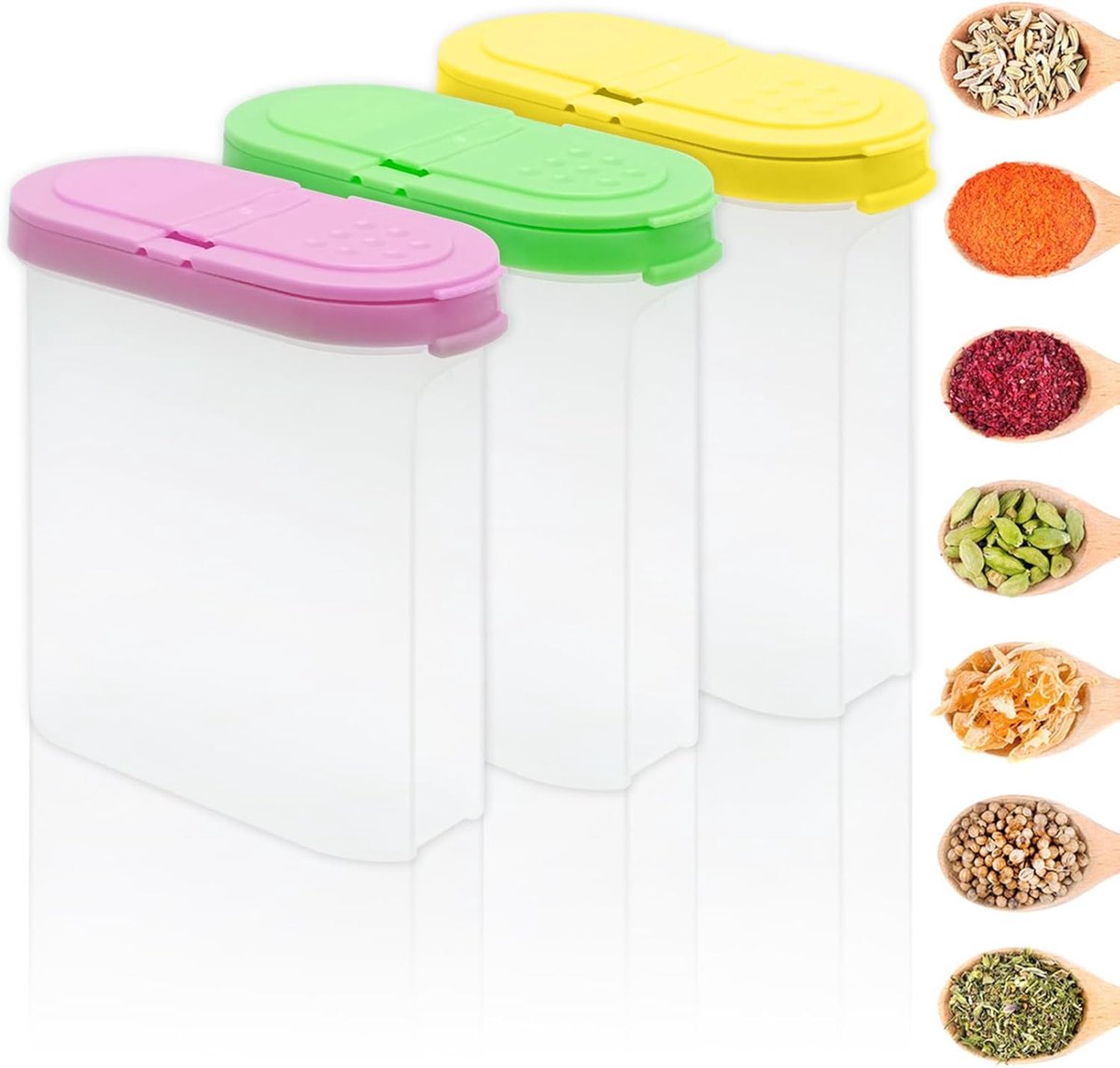 Kruidenpotten met luchtdichte deksels, kruidendoos voor opslag specerijen, kruiden, marinade, suiker, zout, peper