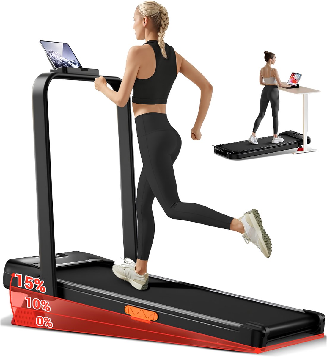 LNMsolutions® Loopband - Loopband Inklapbaar - Walking Pad - Zwart - 104cm x 53cm x 95cm