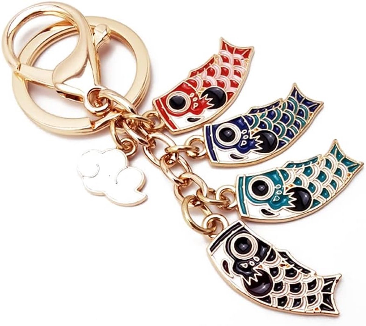 Sleutelhanger Lucky Fish Hanger Sleutelhanger Metalen Sleutelhanger Charm Sieraden Kerst Verjaardagscadeau Sleutelhangers Sleutelhanger Houder voor Mannen en Vrouwen, Meerkleurig, S