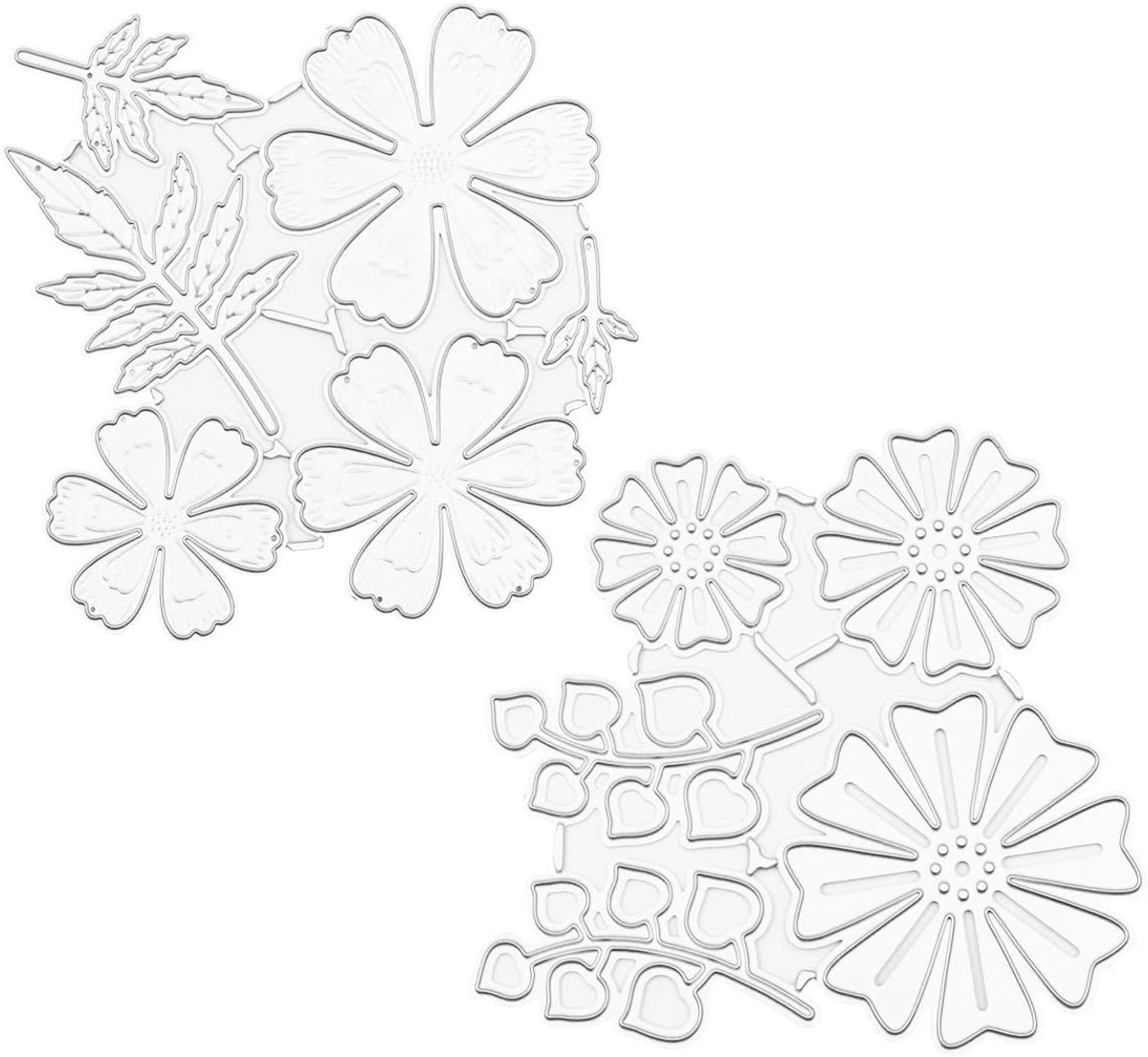2 Soorten Zilver Blad En Bloem Stansmessen, DIY Ambachtelijke Koolstofstaal Embossing Sjabloon, Metalen Stansmessen Kleine Bloem Blad Grens Cut Stencil