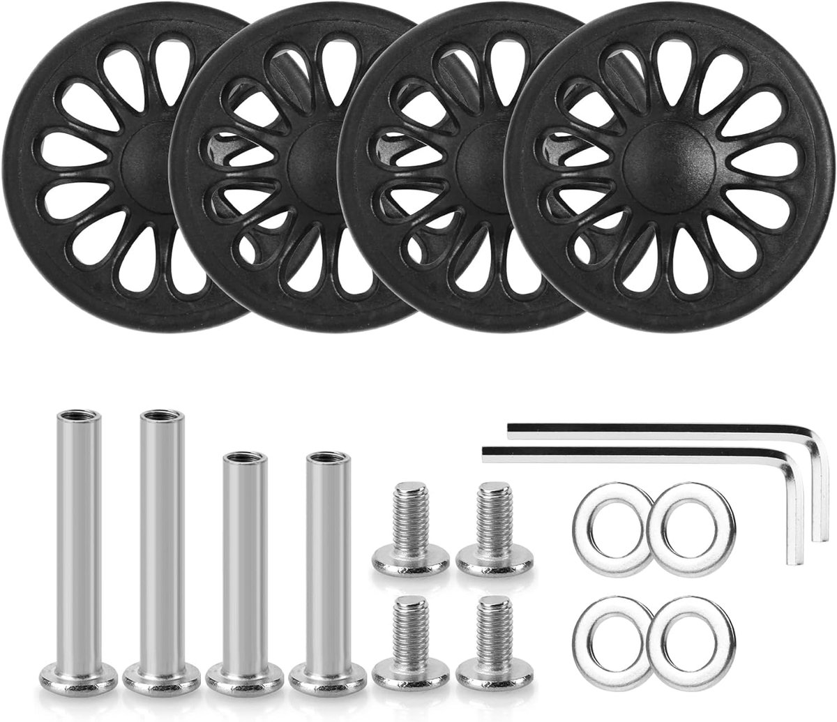 4 stuks reservekofferwielen, 50 x 11 mm, koffer, reservewielen, zwart, slijtvast rubber, reservewielen voor koffer met dubbele wielen (zwart-V6)