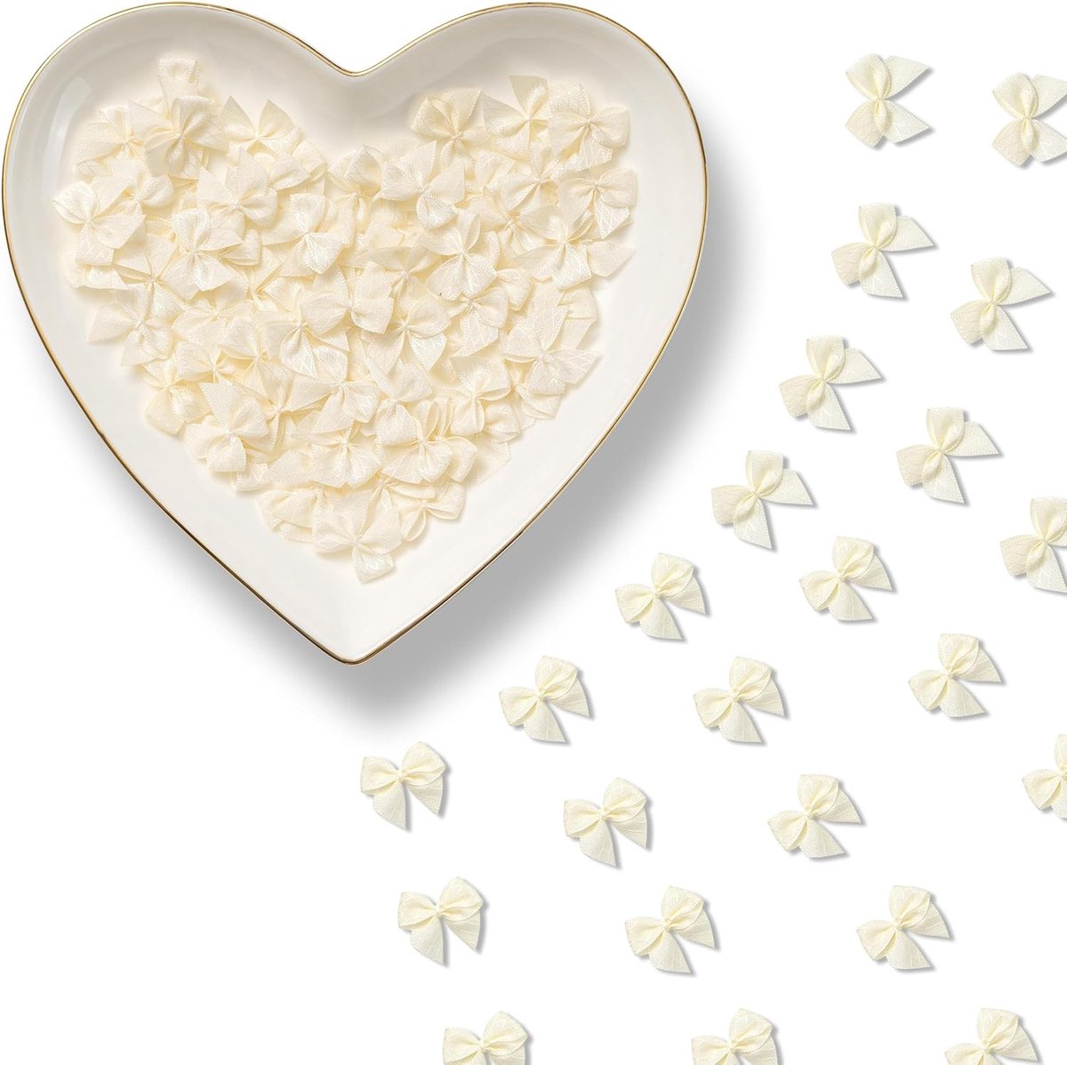 100 Stuks Strikjes Decoratie Mini Kerst Strikken Parelwit | 2,5 cm x 2,5 cm Kleine Geschenkstrikken Kerststrikken Decoration Cadeau Kerstmis Bruiloft Verjaardag Valentijnsdag