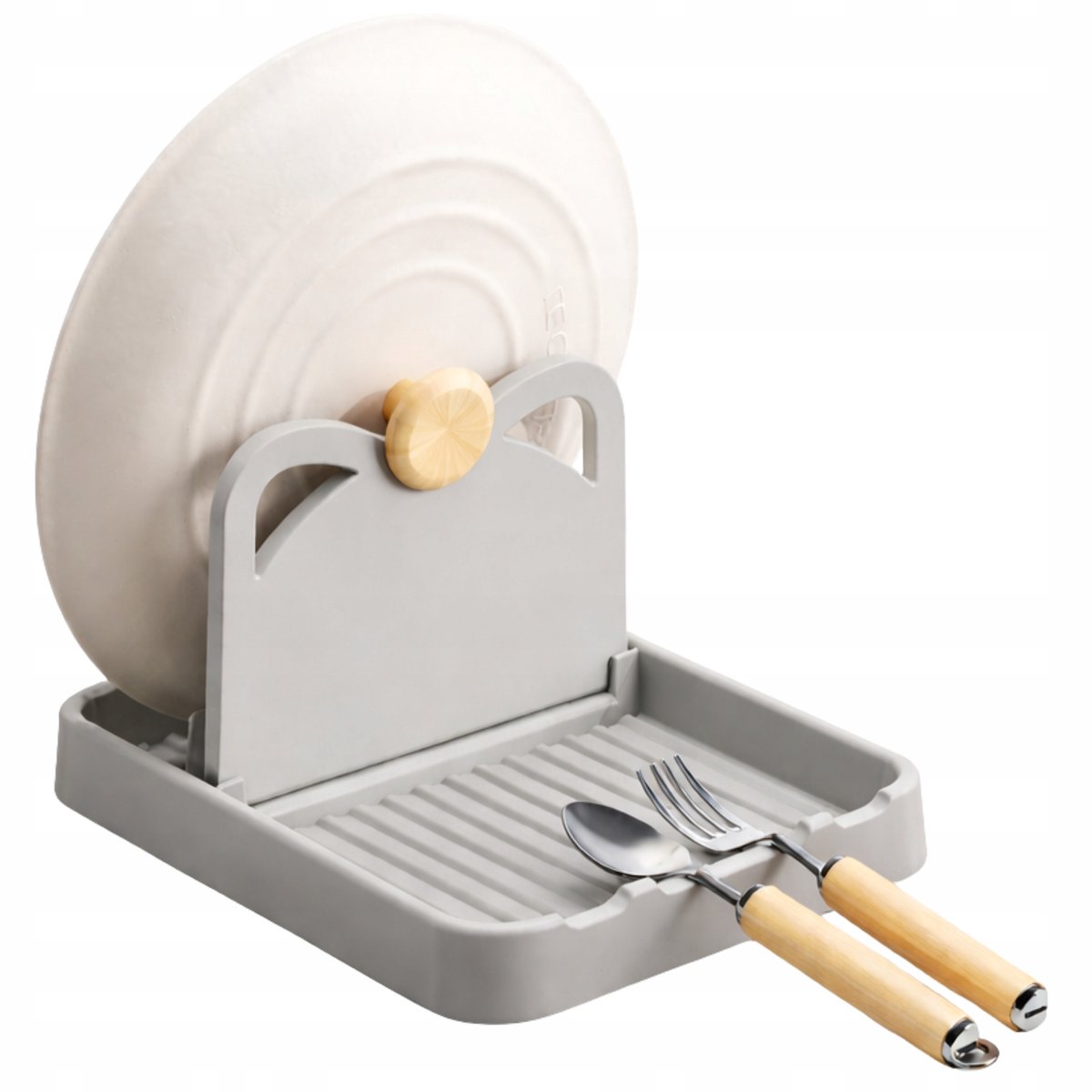 Grijze Keuken Organizer voor Deksel & Lepel - Compact & Opvouwbaar