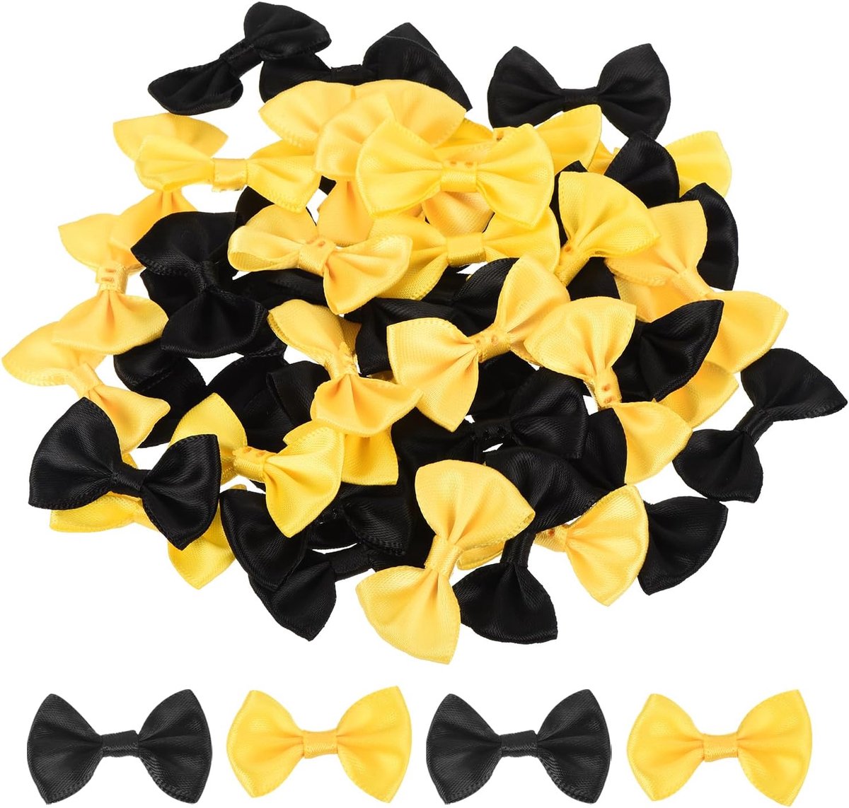 50 stuks Lichtgeel & Zwarte Vlinders 3,8 cm x 2,5 cm Mini Strikken voor Ambachten Kleine Satijnen Strik Groothandel voor DIY Naaien Scrapbooking Bruiloft Cadeau Home Decoratie