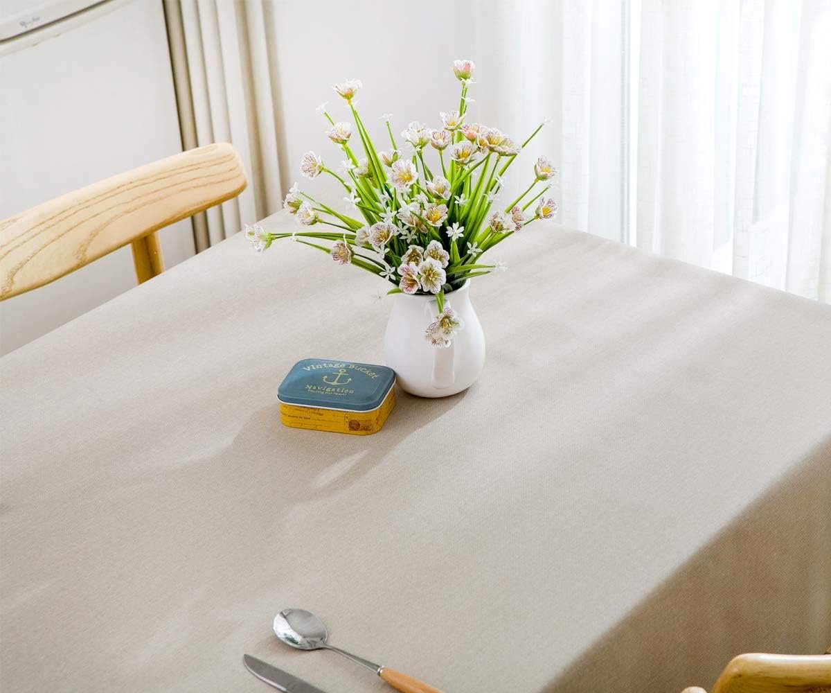 Tafelkleed, geplastificeerd, vlekbestendig, rechthoekig, decoratief tafelkleed voor woonkamer (beige, 185 x 137 cm)