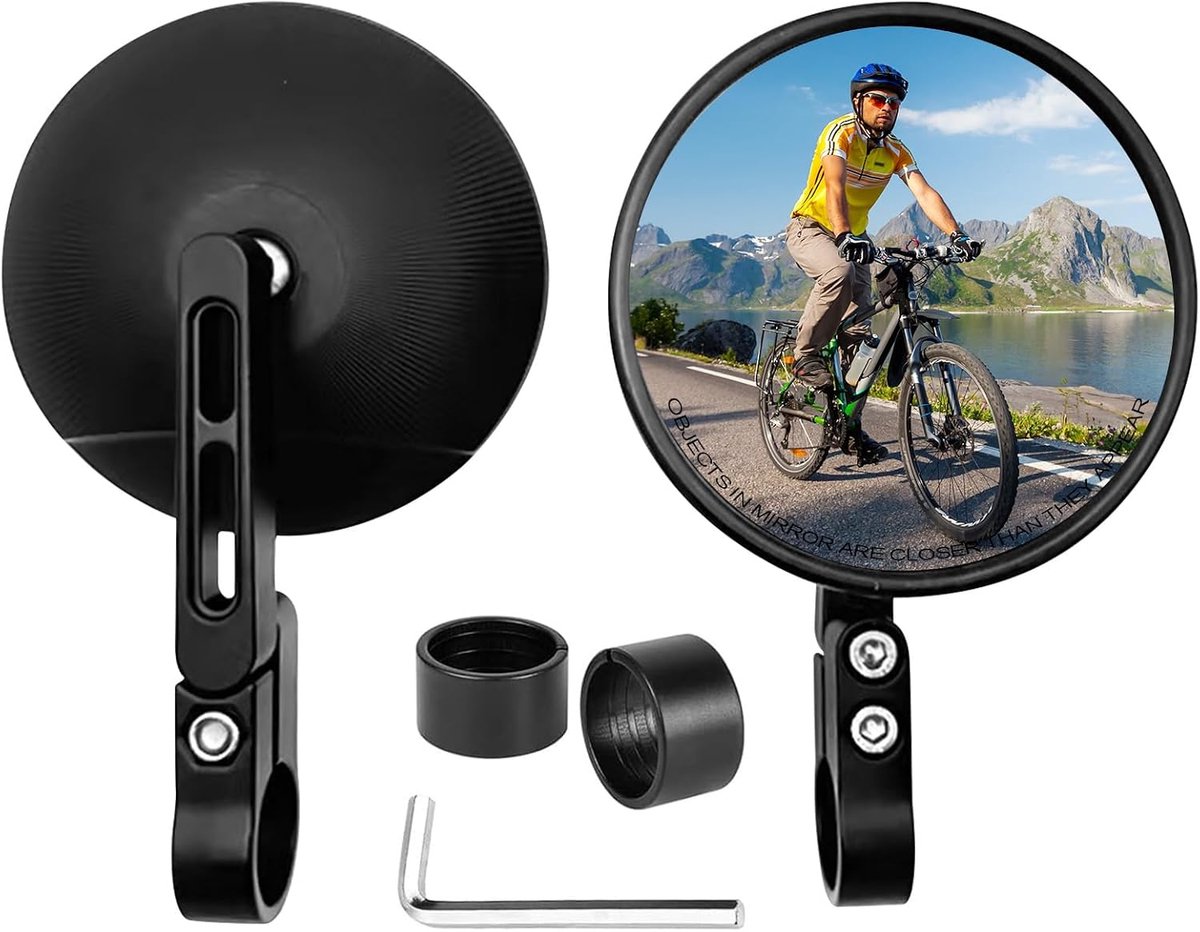 2 stuks, ronde spiegel, 360 graden draaibaar, stuurzijspiegel, E-getest, compatibel met de meeste motorfietsen, ATV, scooters, scooters