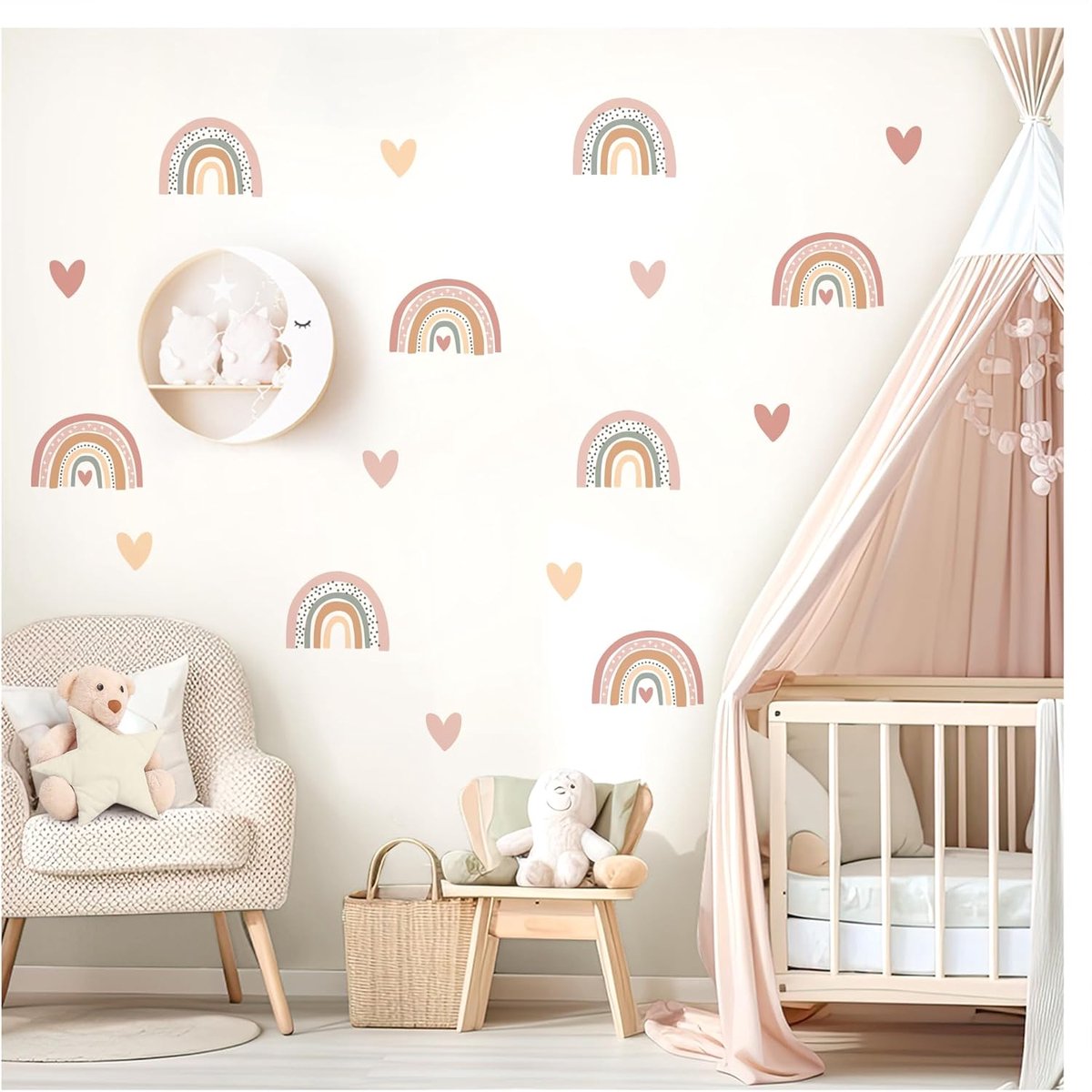 Deco muurtattoo veel regenbogen set Boho muurstickers harten kinderkamer wandsticker babykamer meisjes slaapkamer wanddecoratie DL997-01