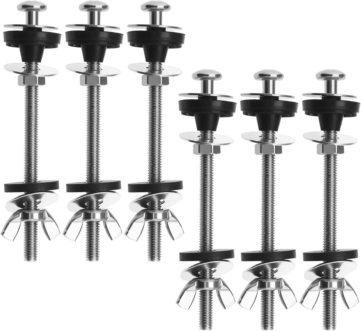 6 STKS Toilet Tank Bouten Reparatieset - Roestvrij Staal & Rubber - M6x100mm - Toilet Reparatie