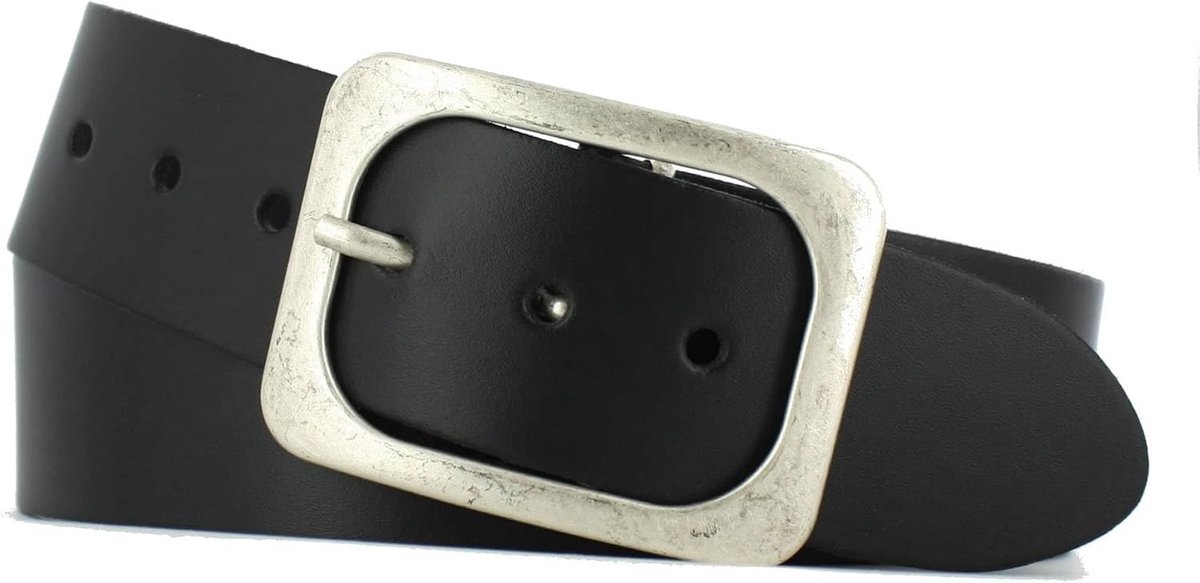 Riem 5cm Dames/Heren | Glad leer | Kleur: Zwart | Riemmaat: 115 (totale lengte: 130cm) | 100% Echt Leer | Nikkelvrije gesp
