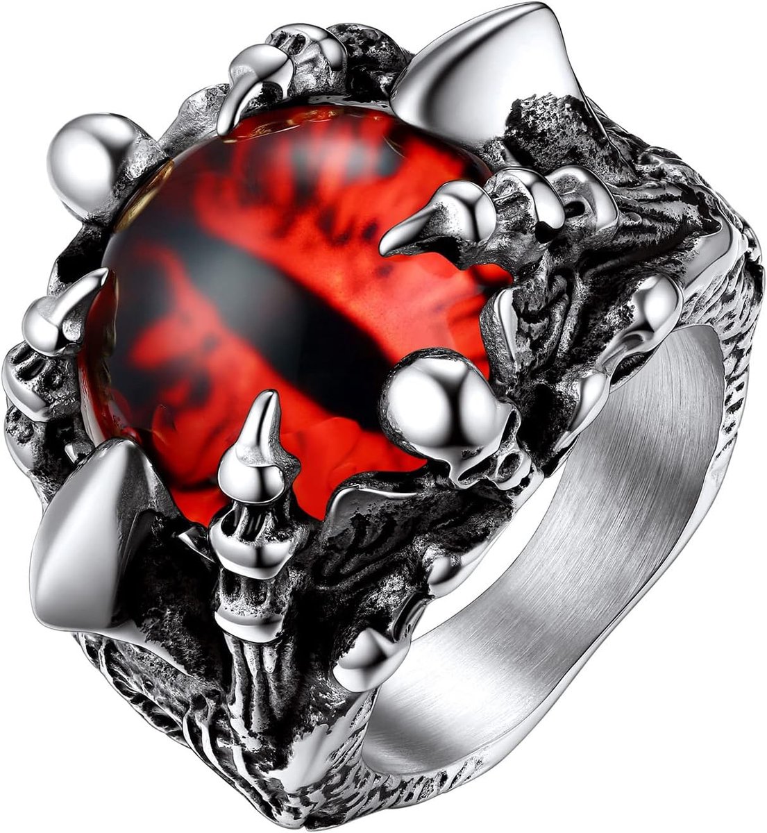 Ringen, kan aangepast, gotische draak klauw ring, roestvrij staal/verguld/zwart-verzenden geschenkdoos
