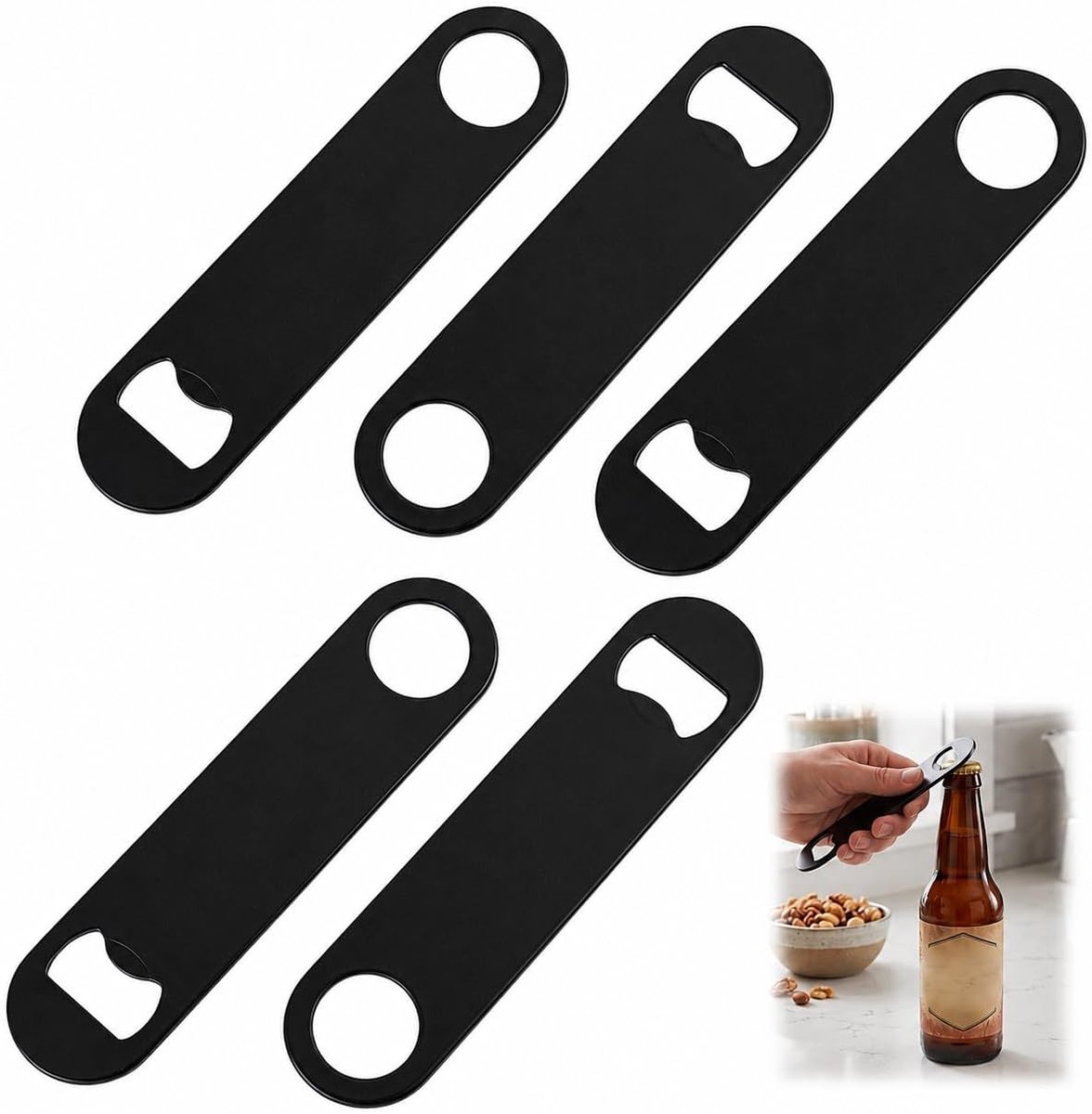 Flesopeners van roestvrij staal voor keuken, bar, restaurant, flesopener praktisch, duurzaam en draagbaar voor bier en dranken, ideaal voor dagelijks gebruik en geschenken