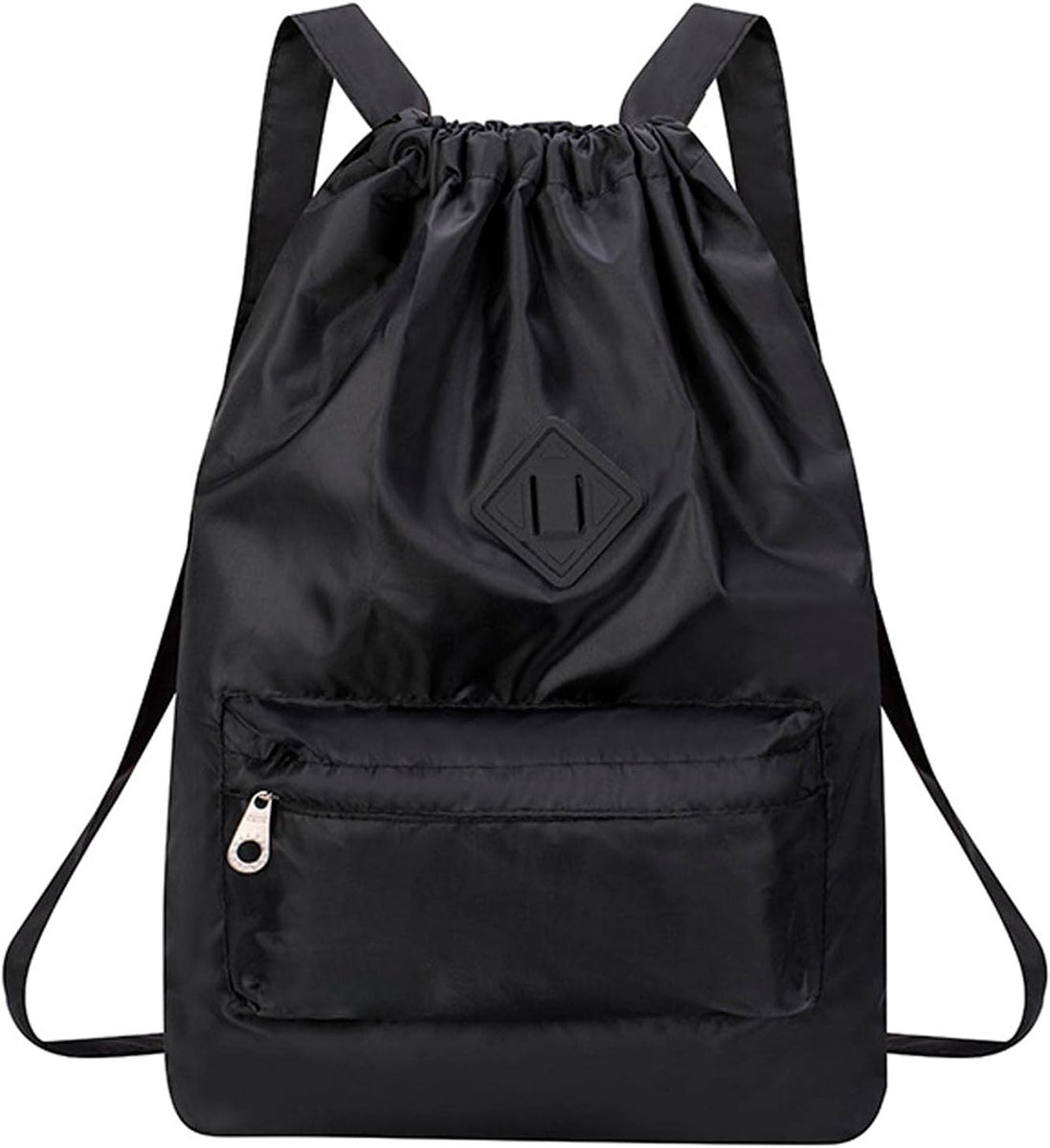 Trekkoord Waterdichte Tas, Trekkoord Rugzak Sport Gym Tas met Schoenen Compartiment, Waterbestendig String Rugzak Cinch voor Vrouwen Mannen, Zwart, Eén maat