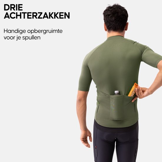 DANISH ENDURANCE Fietstrui voor Heren - Wielershirt - Korte Mouwen - Quick-Dry - Olijfgroen - Maat XXL — afbeelding 4