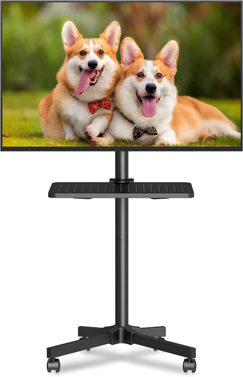 Lìon® TV Standaard Verijdbaar - TV Vloerstandaard - TV Standaard Verrijdbaar - Zwart - 44cm x 33cm x 13cm