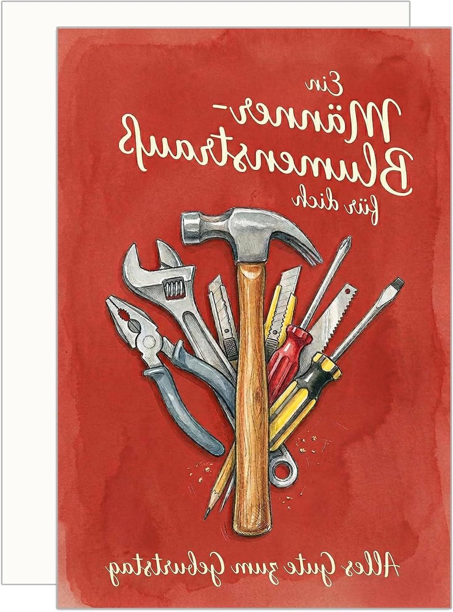 Wenskaart Verjaardag - Vouwkaart Dubbel - Iemand Feliciteren - Met Humor Gereedschap - 11.5 x 17 cm - Neutraal