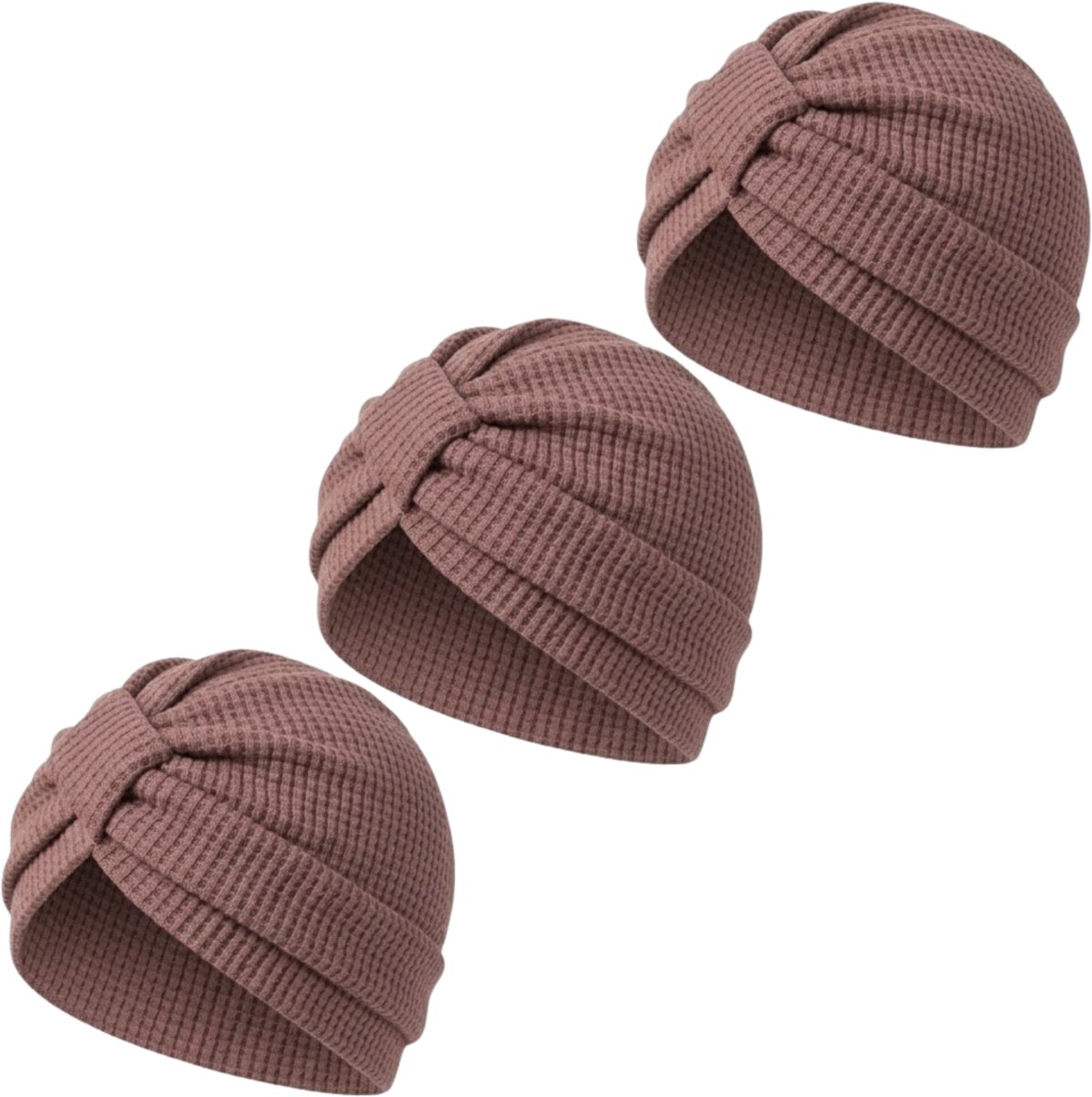 YUBBI 3 Stuks Bonnet Slaapmuts - Elastische Hoofdband - Nachtmuts - Haarverzorging - Bruin