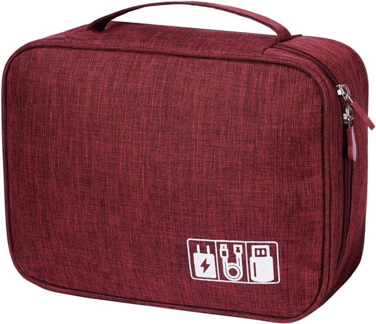 Draagbare Reis Kabel Organizer, Ruime Tas voor Elektronica, Ideaal voor Opladers, Powerbanks en Accessoires, Bordeauxrood Luggage Set
