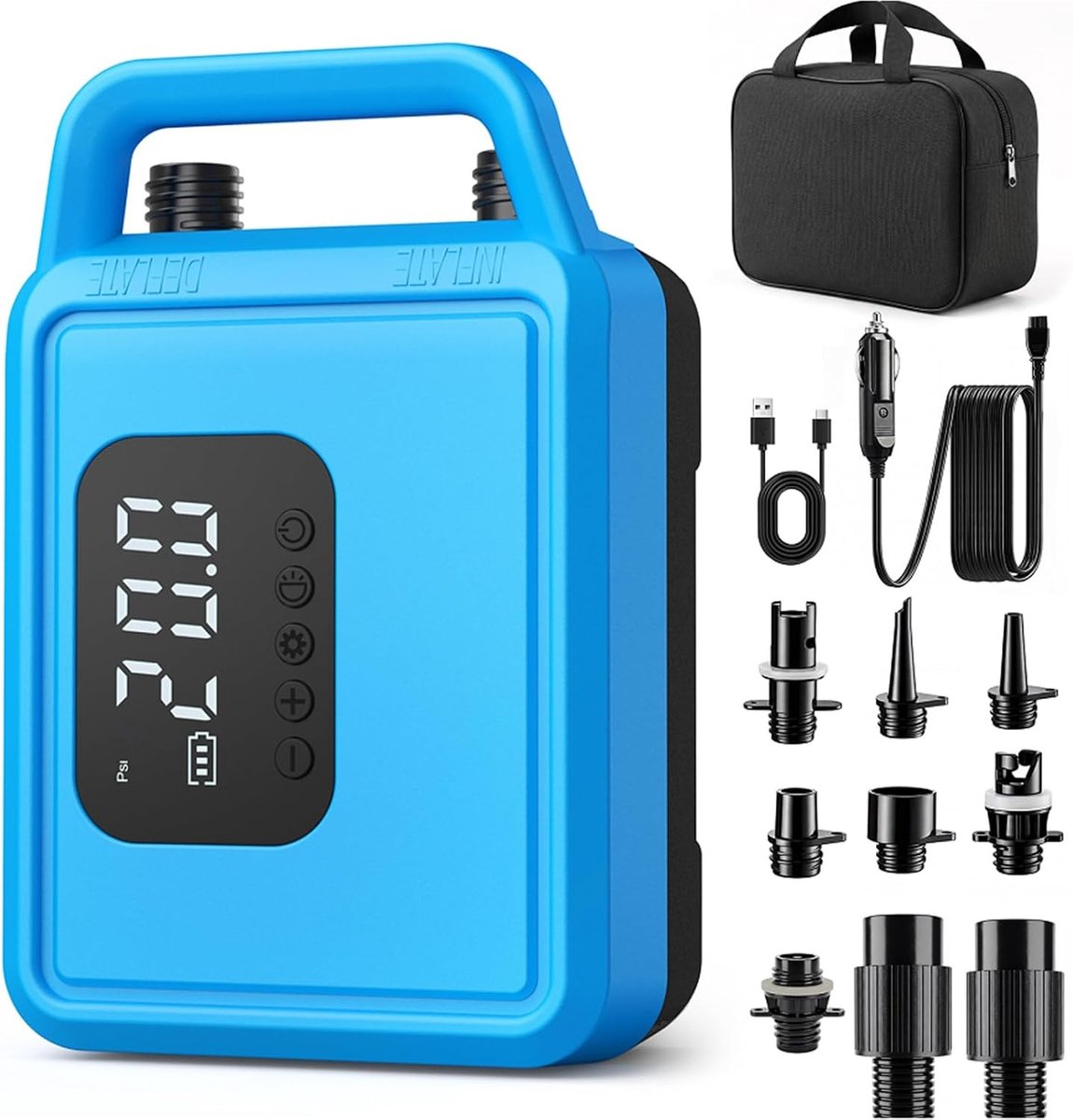Elektrische SUP-pomp - Zwart - 20 psi - Oplaadbare Accu met 15600 mAh - Voor SUP-boards en Kajaks