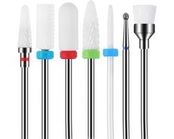 Nail Milling Bits - Electric Manicure Set - 7 Piece Electric Nail Drill Set - 3/32 Inches - Ceramic - Electric Nail File - Manicure Pedicure - Thuisgebruik