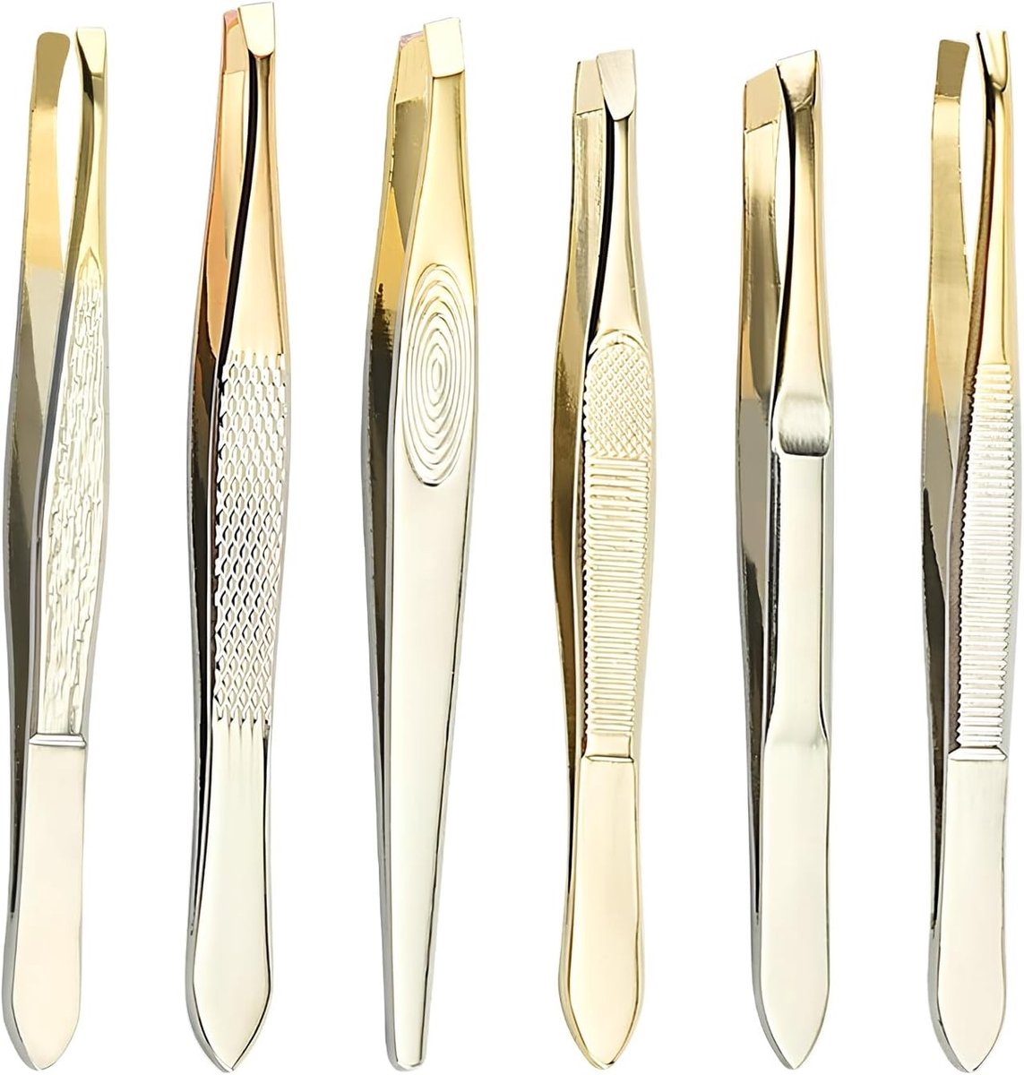 Wenkbrauwpincet Set - Zilver - 3,5 inch - Roestvrij Staal met Schuine Punt - Voor Precisie Ontharing