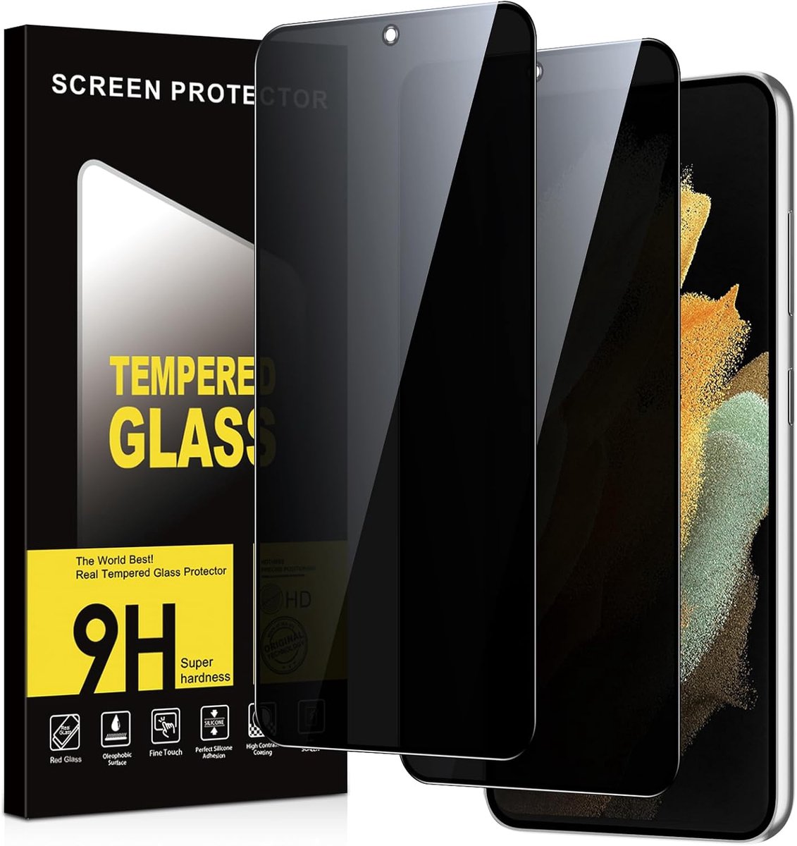 Beschermfolie voor Samsung Galaxy S21 Ultra 5G, pantserglas, inkijkbescherming, 9H hardheid, privacy, displaybescherming, beschermglas, privacy, anti-spy, zonder luchtbellen, krasbestendig