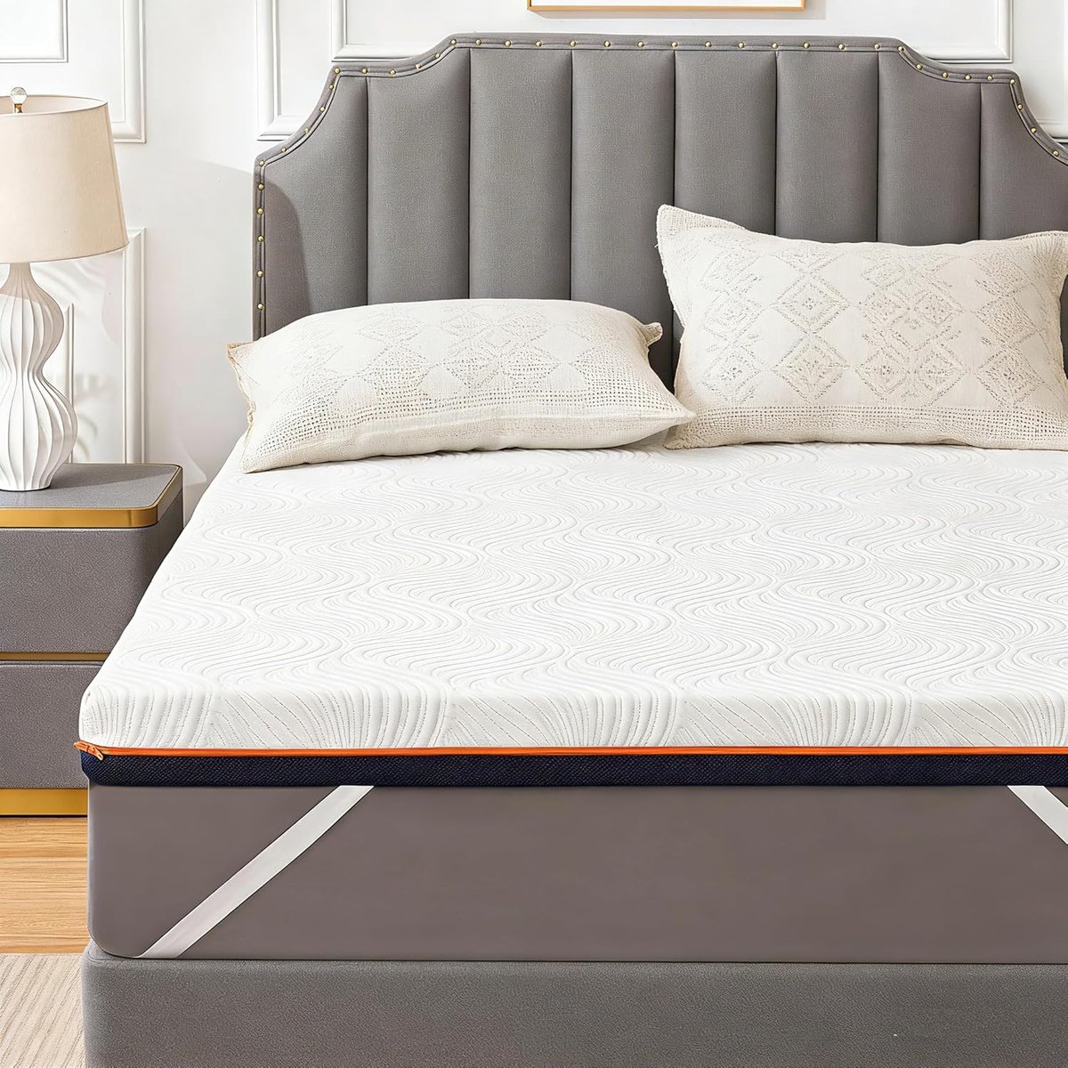 Matrastopper van traagschuim, 140 x 190 cm, 10 cm, gel, geïnfuseerd, schuim met hoge dichtheid, ergonomisch, ademend, met afneembare en wasbare hypoallergene hoes