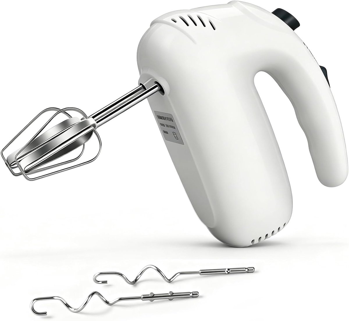 Handmixer, 350 W, handmixer met 5 snelheden, handmixer, elektrische garde, ideaal voor room, cake, deeg, eieren en bakken in de keuken, wit