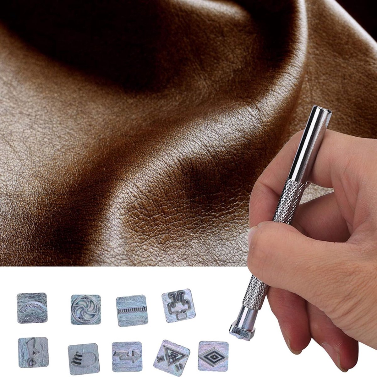 43 stuks leren stempels, lederen reliëfgereedschap, zink stempelset, metalen stempelset, ponsgereedschap voor het maken van ponsen om te knutselen
